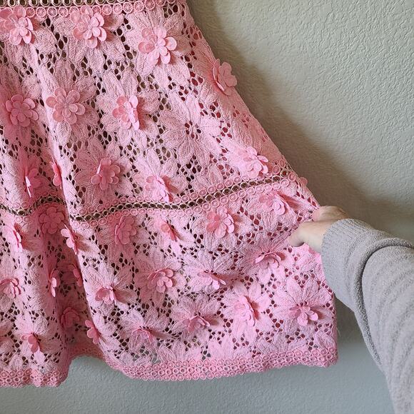 Fairy Coquette Lace Dress Size 2 Pink Michael Kors 3D Floral Appliquéd HOCO - Picture 2 of 12